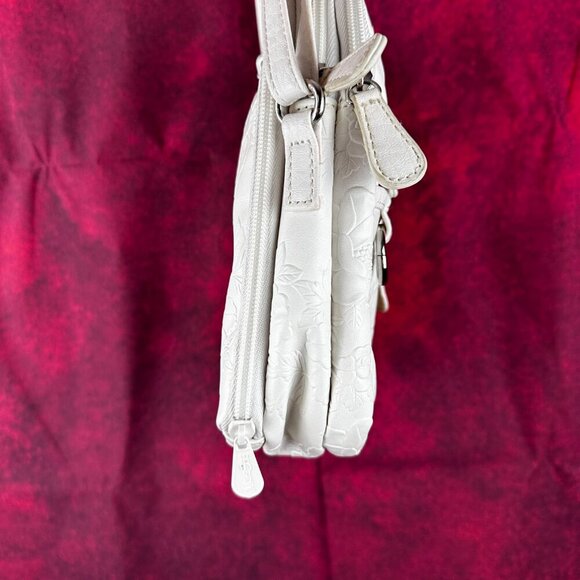 MULTISAC ELEGANT WHITE FLORAL EMBOSSED CROSSBODY BAG - Picture 5 of 14